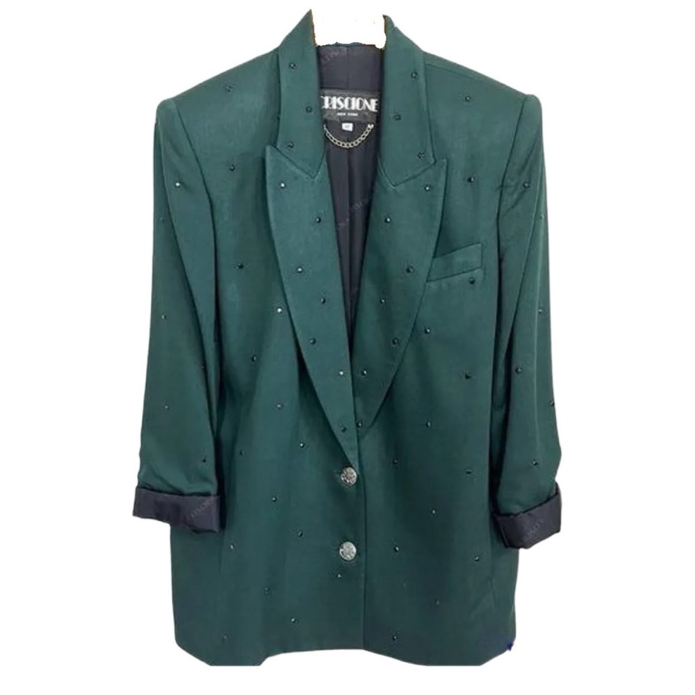 Vintage Criscione Bedazzled Shimmery Oversized Blazer
Hunter Green